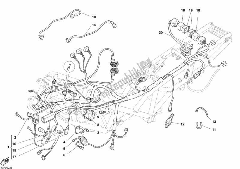 Tutte le parti per il Cablaggio Elettrico del Ducati Sport ST4 S 996 2005